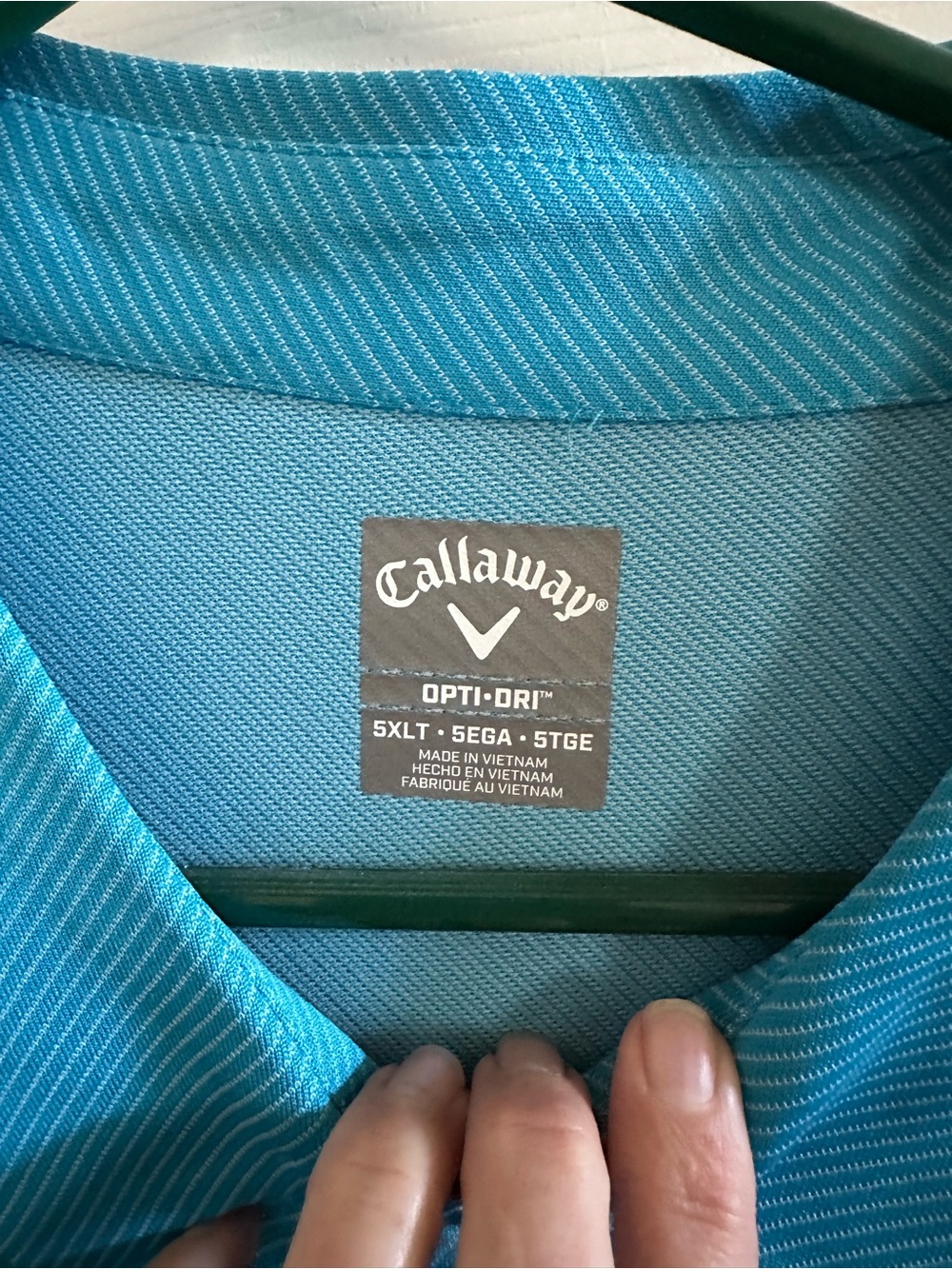 NWT Callaway Opti Dri Men’s Performance Polo Big & Tall 5XLT Teal Blue Golf - Picture 2 of 5